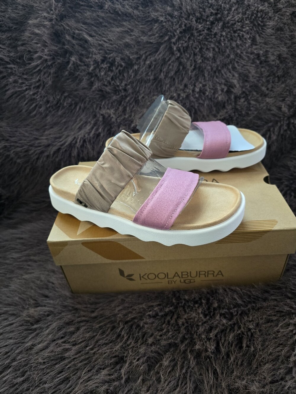 Koolaburra by UGG Pink & Taupe Slide Sandals